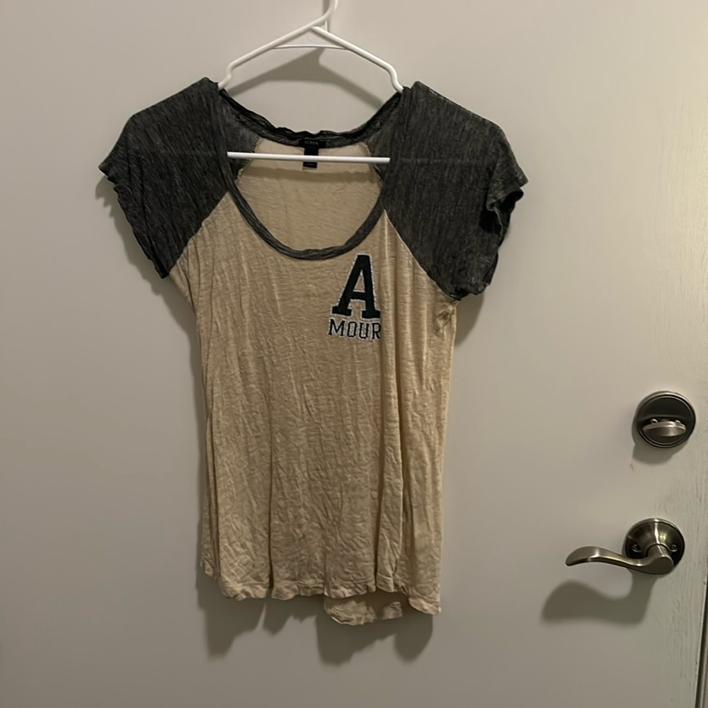 JCREW gray and cream crewneck tee in xxs
